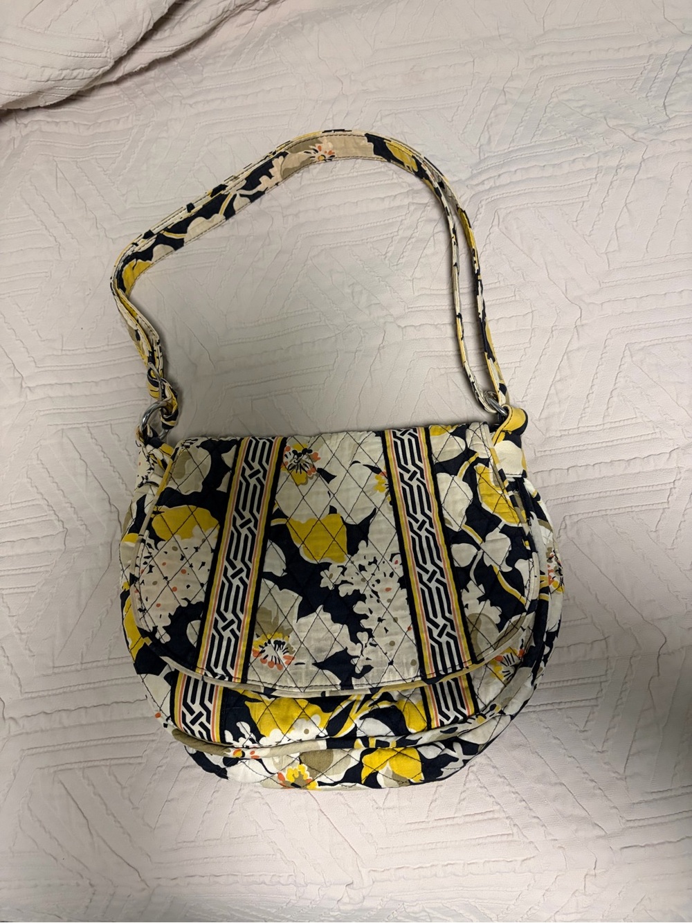 Vera Bradley Quilted Floral Crossbody Bag in Yellow & Black